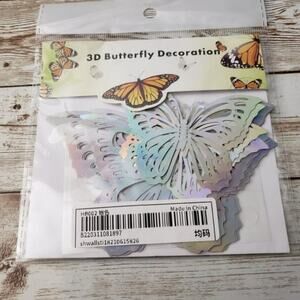 3D Butterfly Stickers Holographic Silver - Brand New